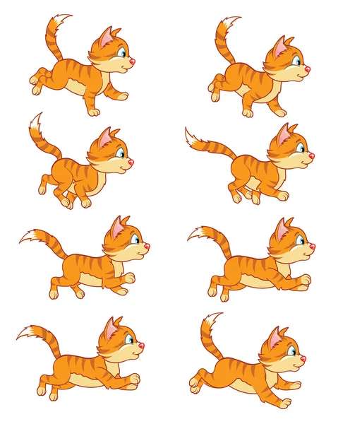 Lopende Cat animatie Sprite — Stockvector