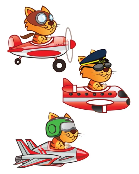 Cat Pilot — Stock Vector