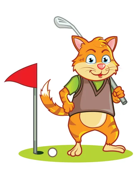 Golf-Katzen-Cartoon — Stockvektor