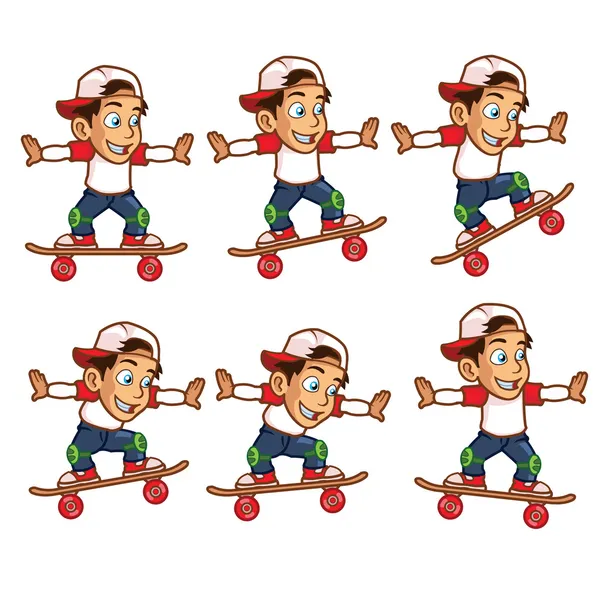 Skater Boy salto de alta animación Sprite para el juego — Archivo Imágenes Vectoriales