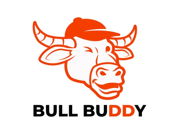Bull Head Wearing Cap Mascote Logo Template — Fotografia de Stock