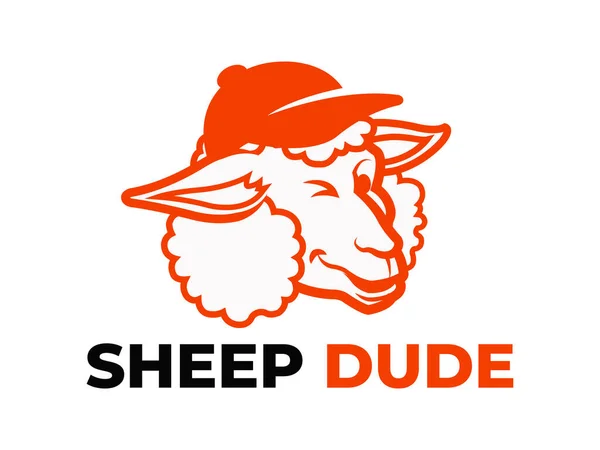 Funny Sheep Head Wearing Cap Mascot Logo Template — Fotografia de Stock