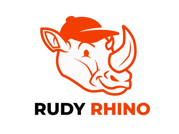 Friendly Rhino Head Wearing Cap Mascot Logo Template — ストック写真