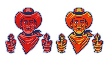 Vahşi Batı Kovboyu Silah Adam Tabancaları vuruyor