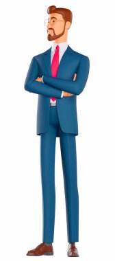 Mutlu gülümseyen genç bir işadamının portresi, beyaz arka planda izole edilmiş..