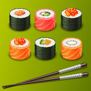 Sushi set icons clipart