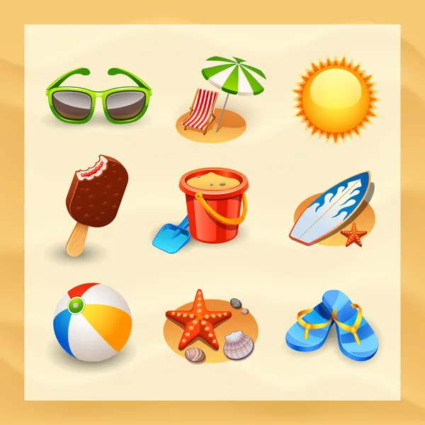 Set de iconos de playa — Vector de stock