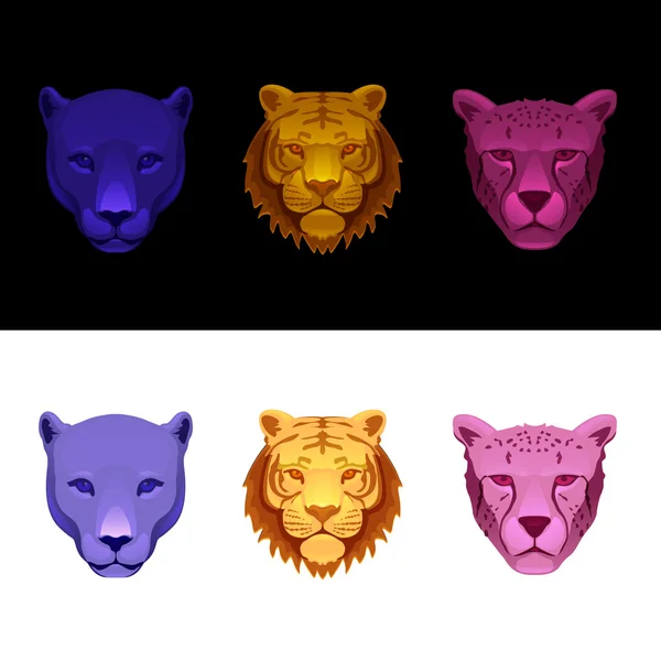 Velká kočka sada tygr, gepard, panter — Stockový vektor