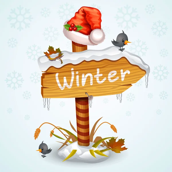 Panneau de flèche en bois Noël — Image vectorielle