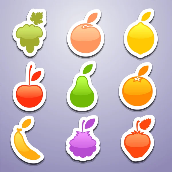 Autocollants de fruits — Image vectorielle