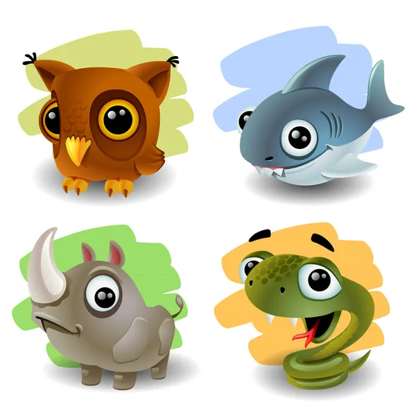 Conjunto de animales divertidos — Vector de stock