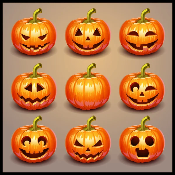 Set zucche per Halloween — Vettoriale Stock