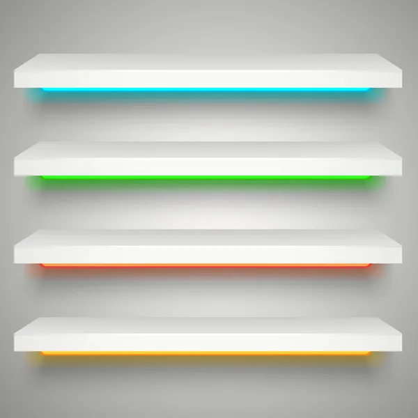 Neon illumination shelves — Stock Vector