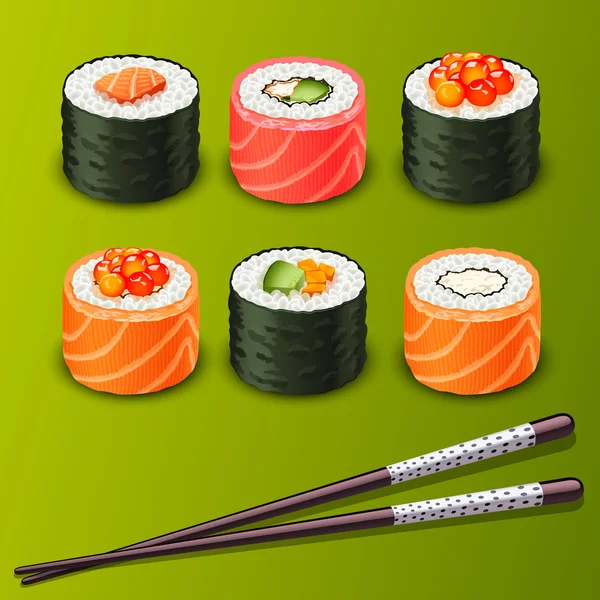 Sushi set icone — Vettoriale Stock