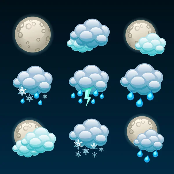 Weather forecast icons-night — Stock Vector