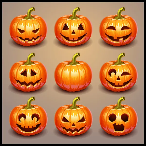 Definir abóboras para Halloween Vetores De Bancos De Imagens Sem Royalties