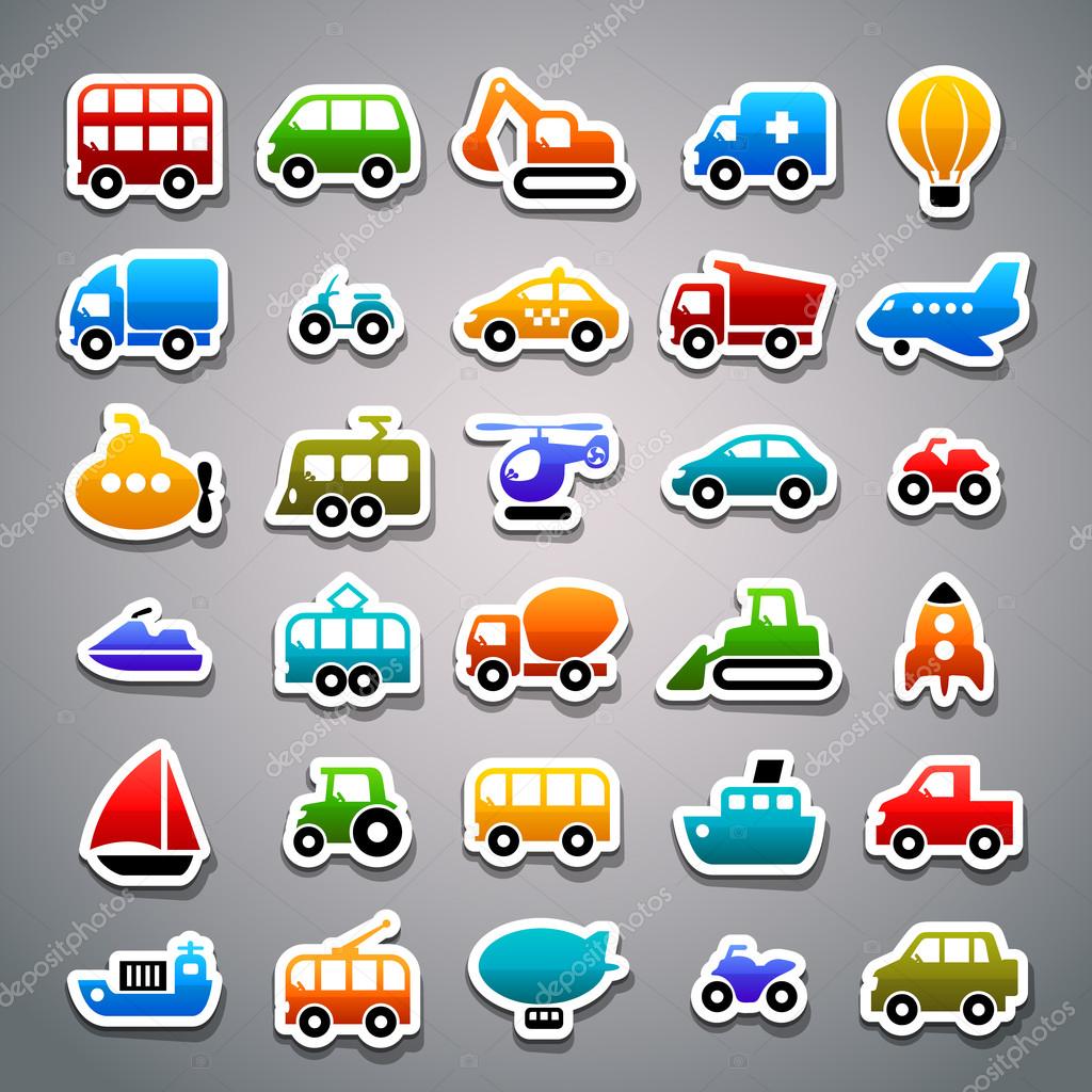 Transportation sticker icons