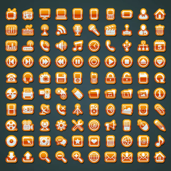 100 iconos de vector naranja — Vector de stock