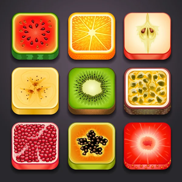 Antecedentes de la aplicación iconos-frutas — Vector de stock