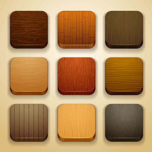 Fondo de madera para los iconos de la aplicación — Vector de stock