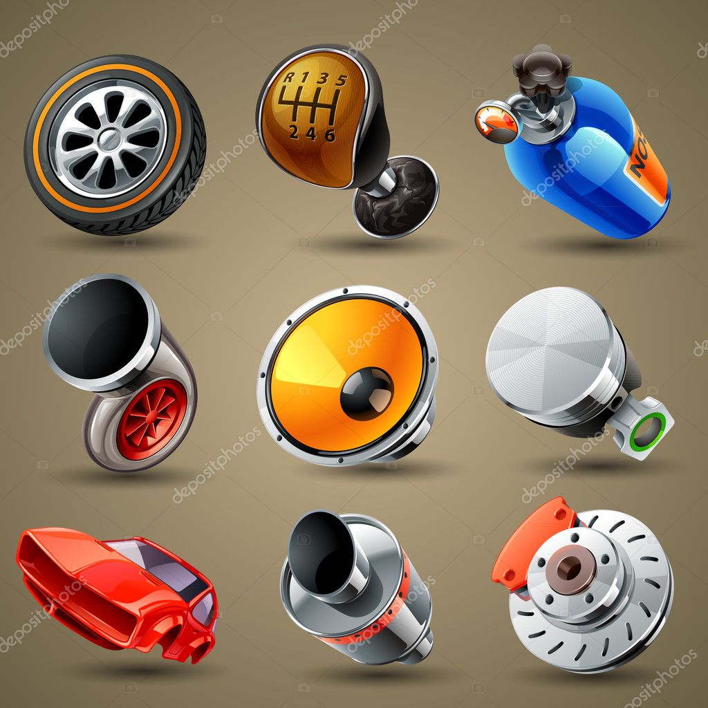 Car parts and services icons
