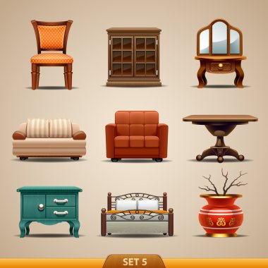 Furniture icons-set 5 clipart