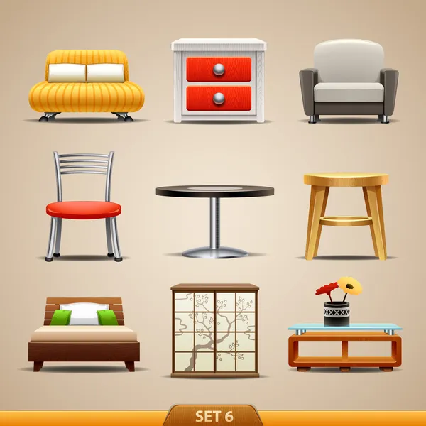Conjunto de iconos de muebles 6 — Vector de stock