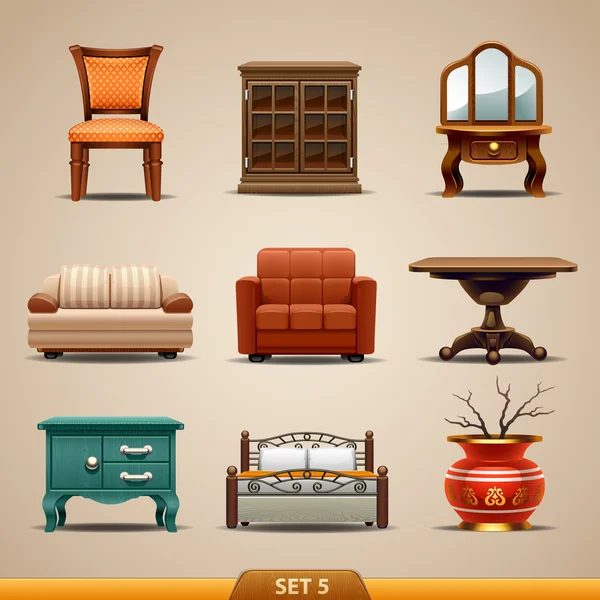 Conjunto de iconos de muebles 5 — Archivo Imágenes Vectoriales