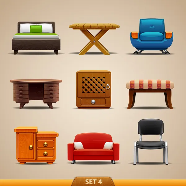 Conjunto de iconos de muebles 4 — Vector de stock