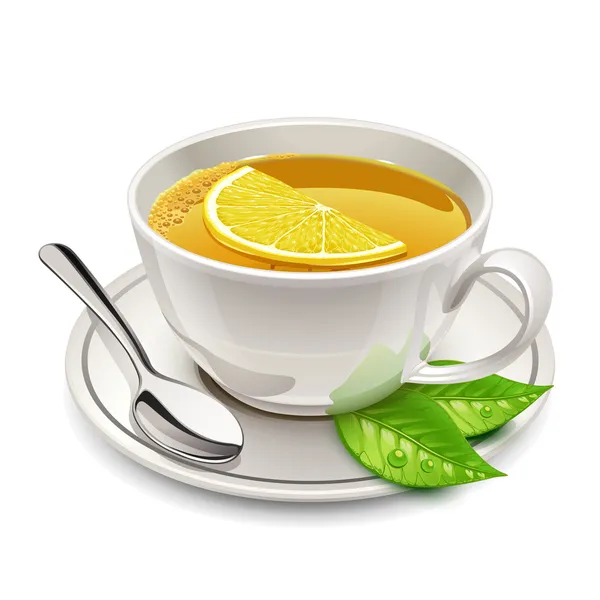 Cup of tea with lemon — Stock Vector