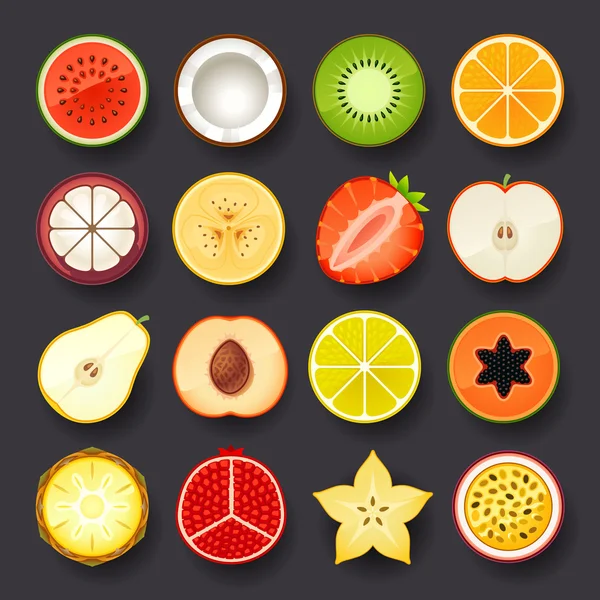 Conjunto de iconos de fruta — Vector de stock