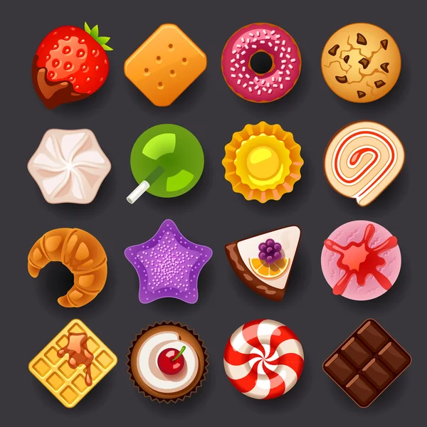 Conjunto de iconos de postre — Vector de stock