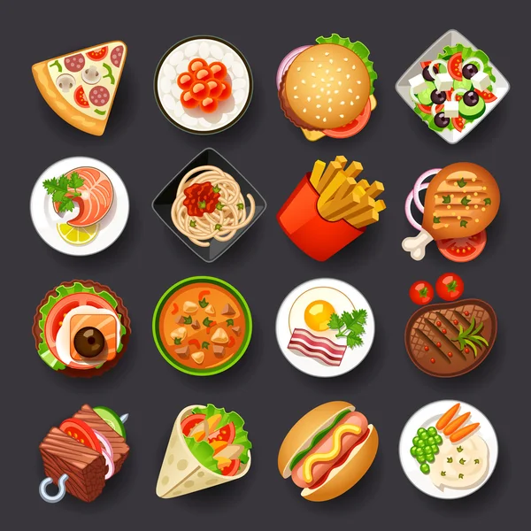 Platos icono conjunto — Vector de stock