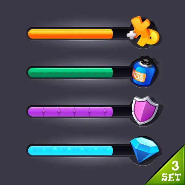 Juego de barras de recursos 3 — Vector de stock