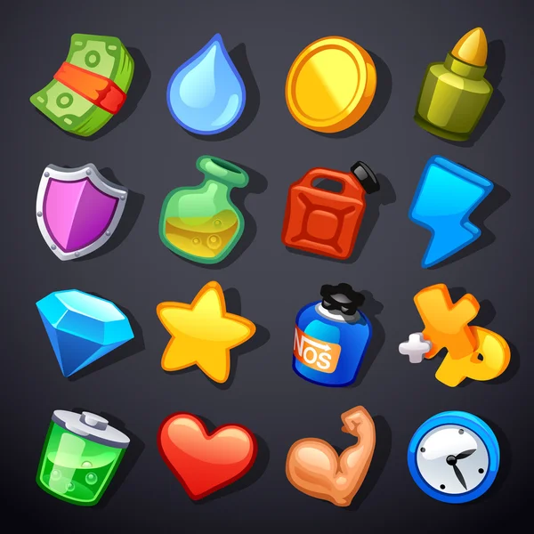 Recursos del juego iconos — Vector de stock