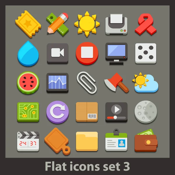 Conjunto de iconos planos vectoriales 3 — Vector de stock