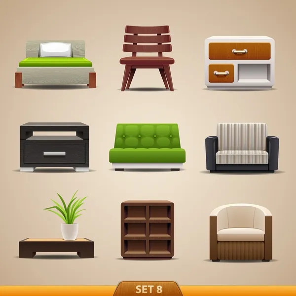 Iconos de muebles — Vector de stock