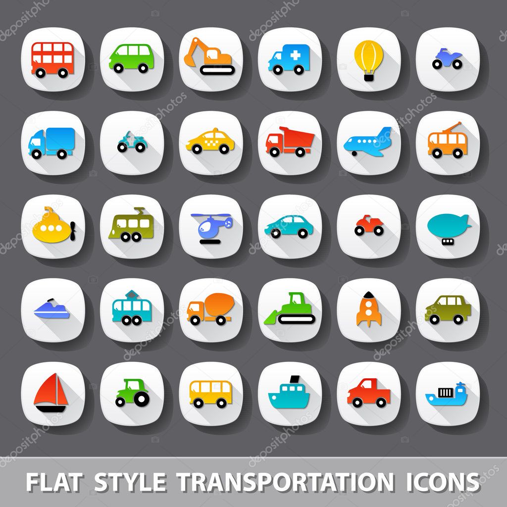 Flat style transportation icons