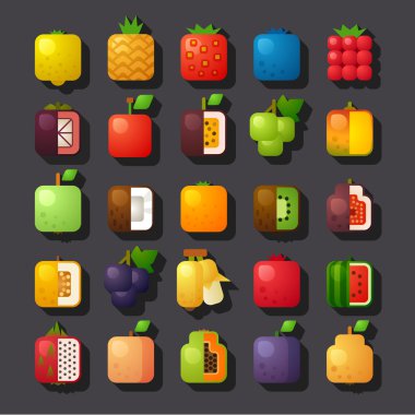 kare şeklinde meyve Icon set