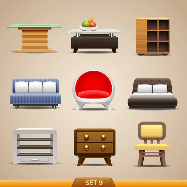 Furniture icons — Stock Vector