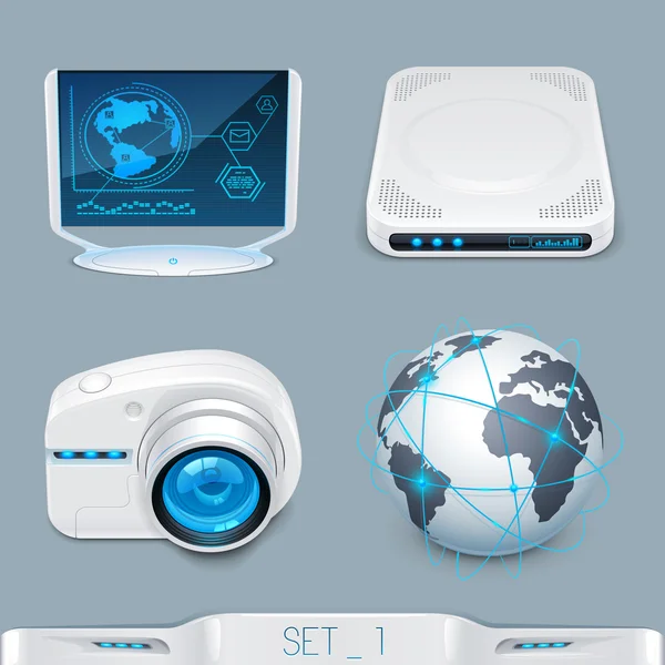 Multimedia-apparaten en technologie pictogram — Stockvector