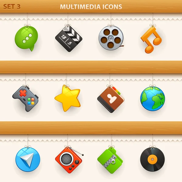 Multimedia icons set — Stock Vector