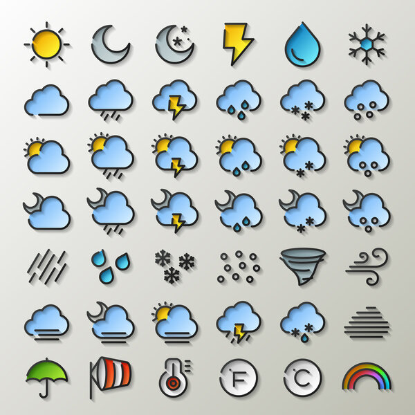 Плоская линия погодных икон
