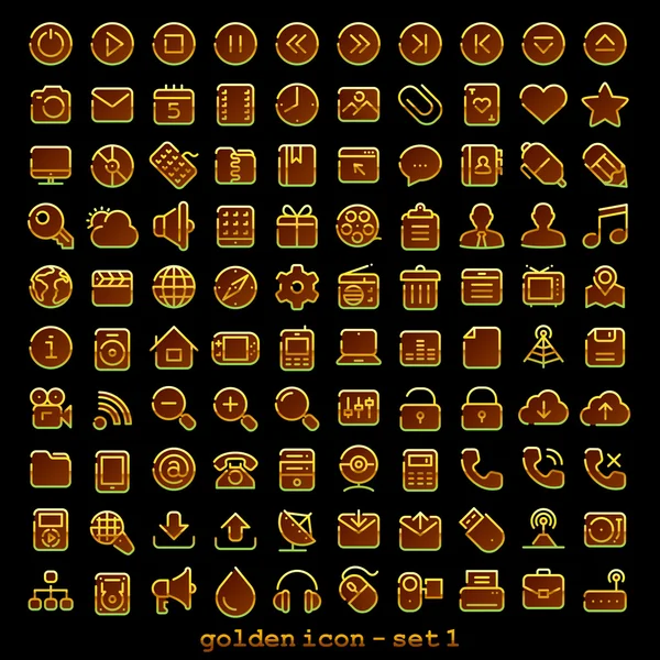 Conjunto de ícones de linha dourada — Vetor de Stock