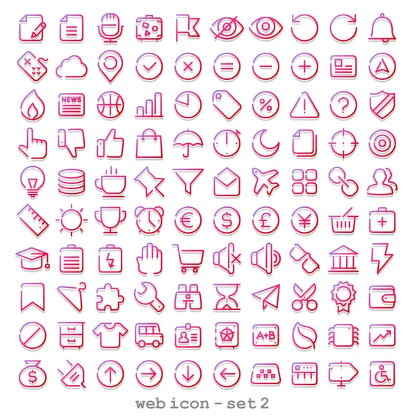 Piros vonal webes icon set — Stock Vector