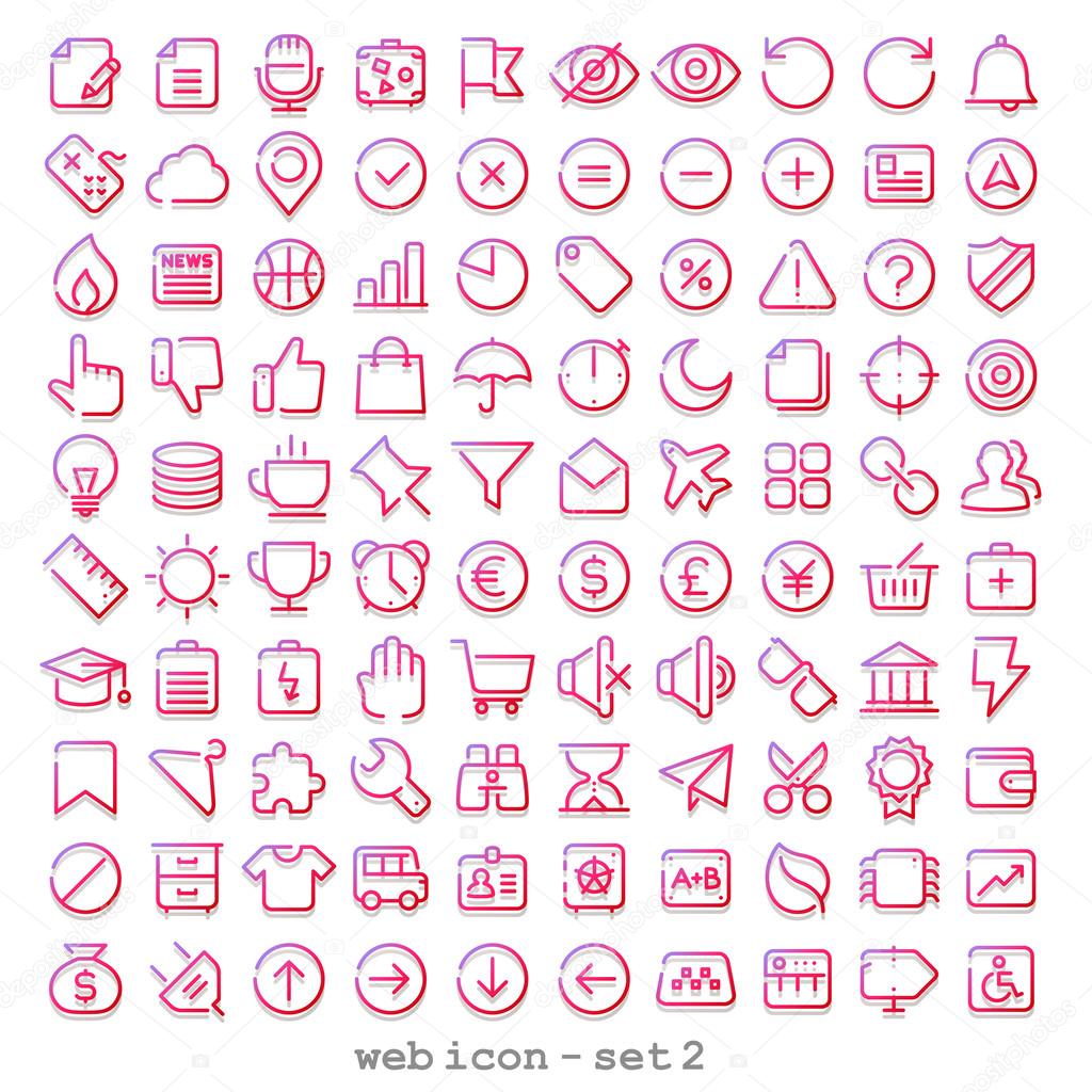 Red line web icon set