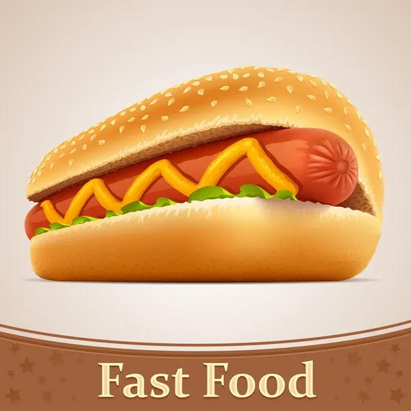 Fast-Food-Ikone - Hotdog — Stockvektor