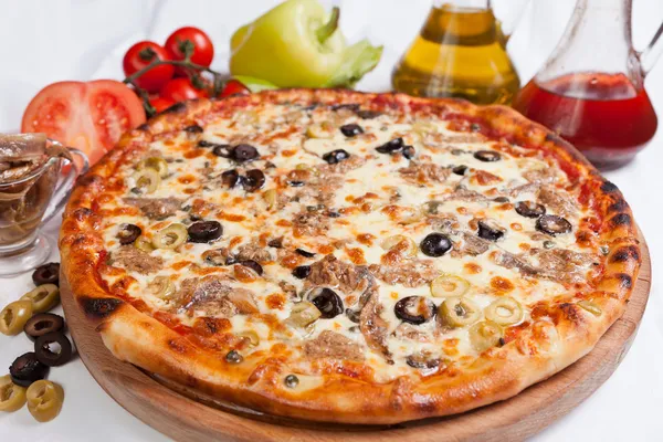 Pizza Marinara with tuna Stock Photo