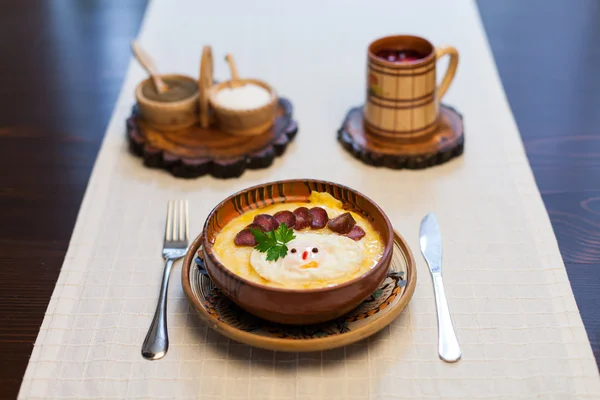 Polenta with egg — Stock Photo, Image