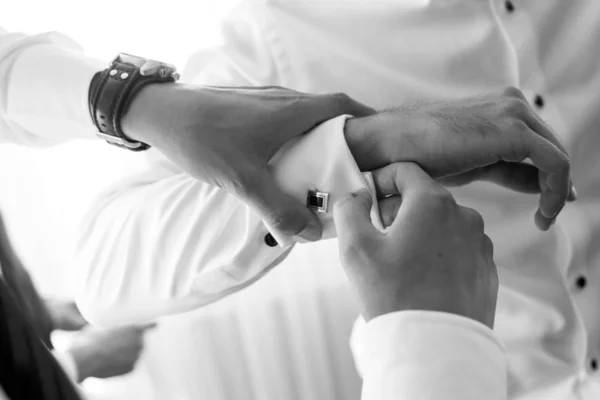 Closeup of groom preparation — Stock Photo, Image